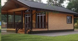 Проект одноэтажного дома из бруса с террасой - Строительство в Кинели от Строй-Кнл от 133081 руб.